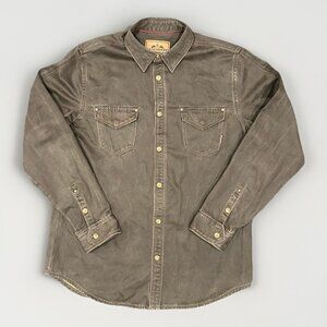 Legendary Whitetails Waxed Shirt Jacket Men's Size Large Brown Durable Snaps